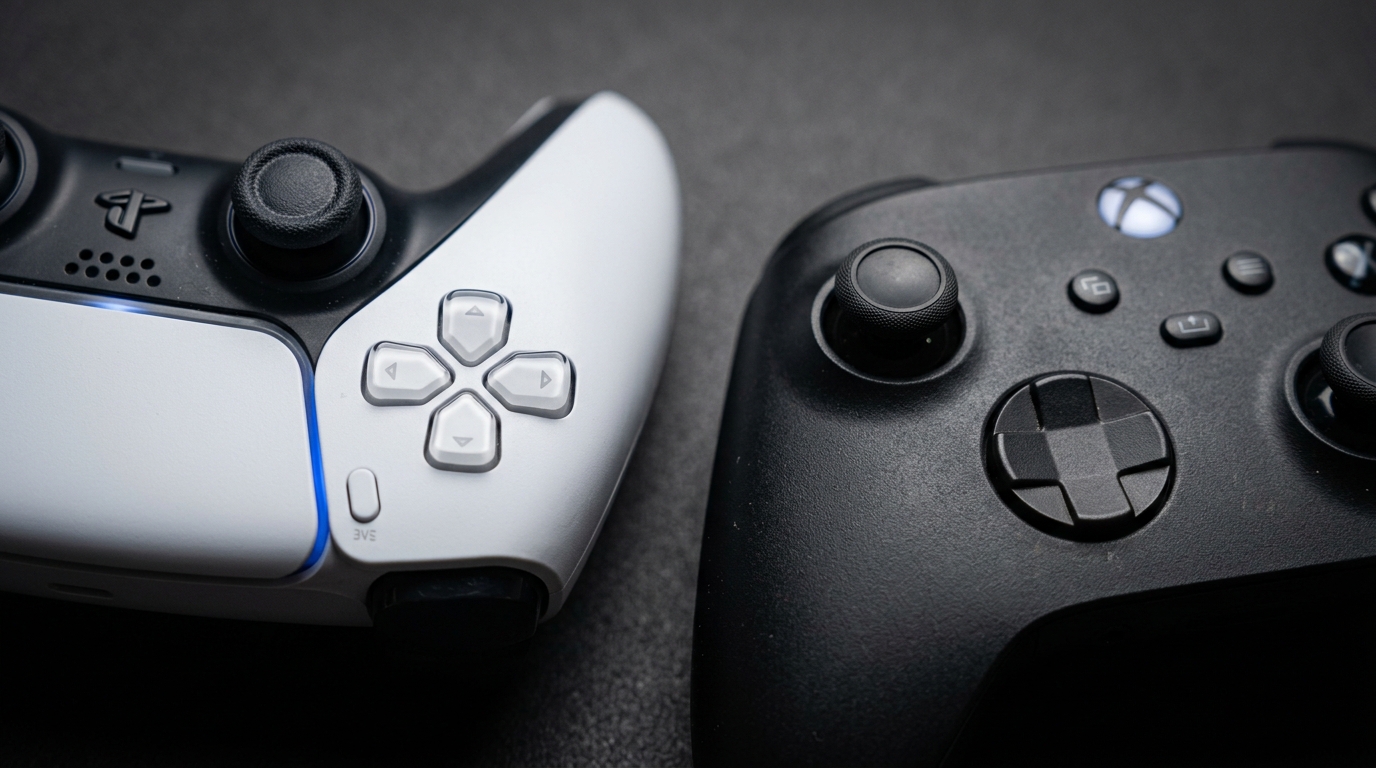 PS5 and Xbox Series X controllers compared for d-pad feel.