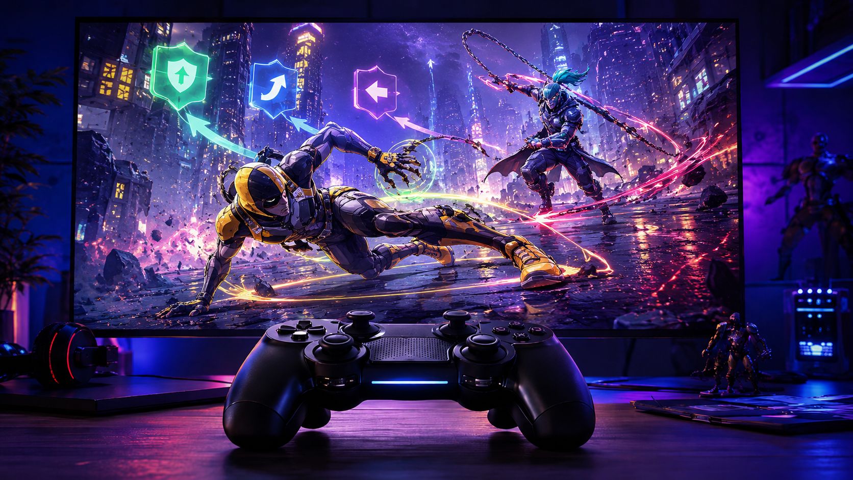 Marvel Tokon-inspired defensive recovery scene showing wake-up options during a team fight